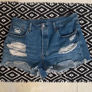 Levi's Blue Distressed Jean Shorts